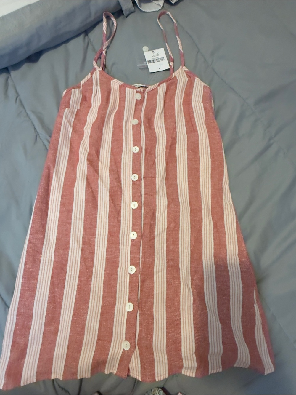 Striped Button-Front Pink Sundress